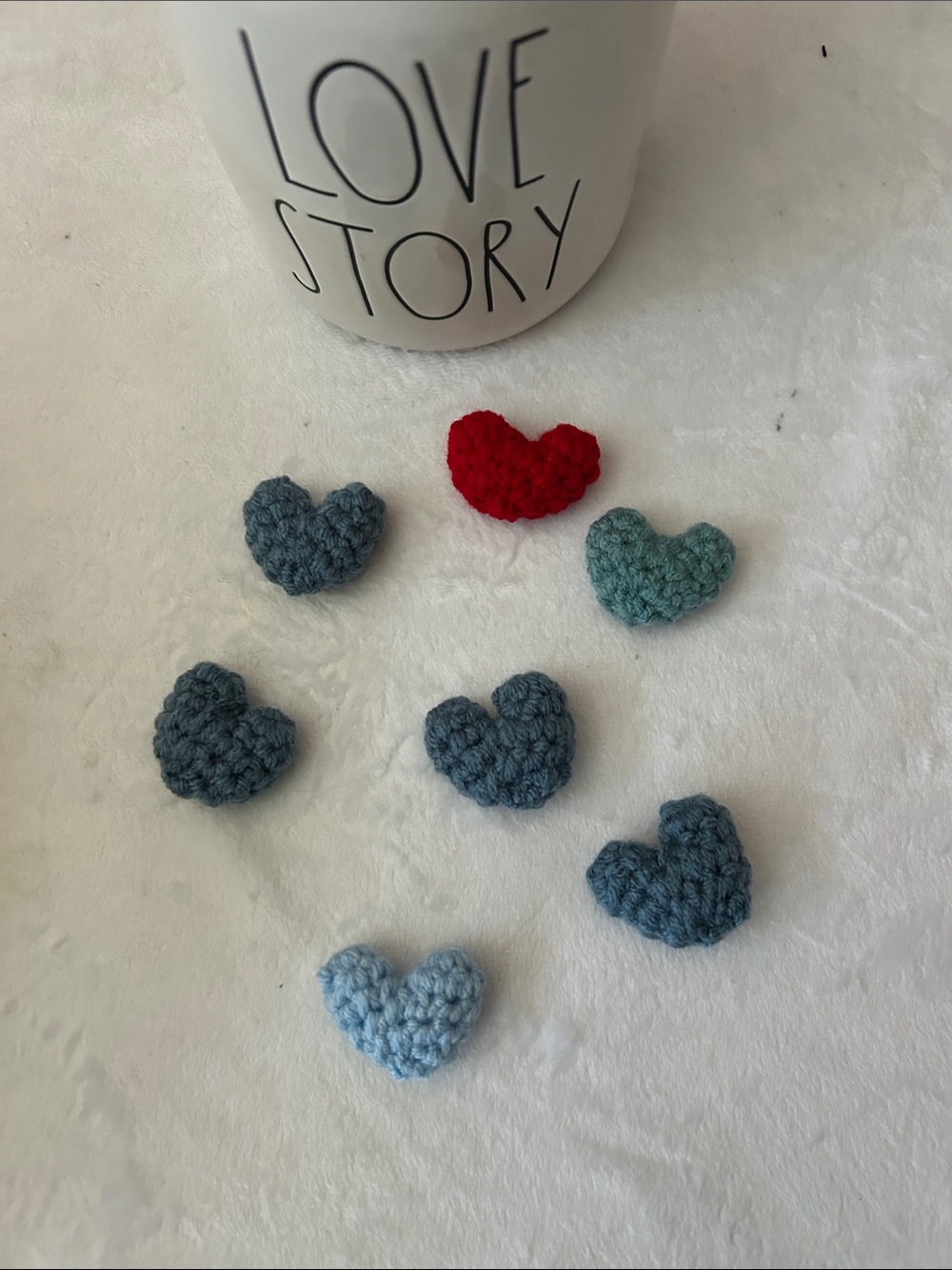 12 Pocket Hearts set- handcrafted crochet